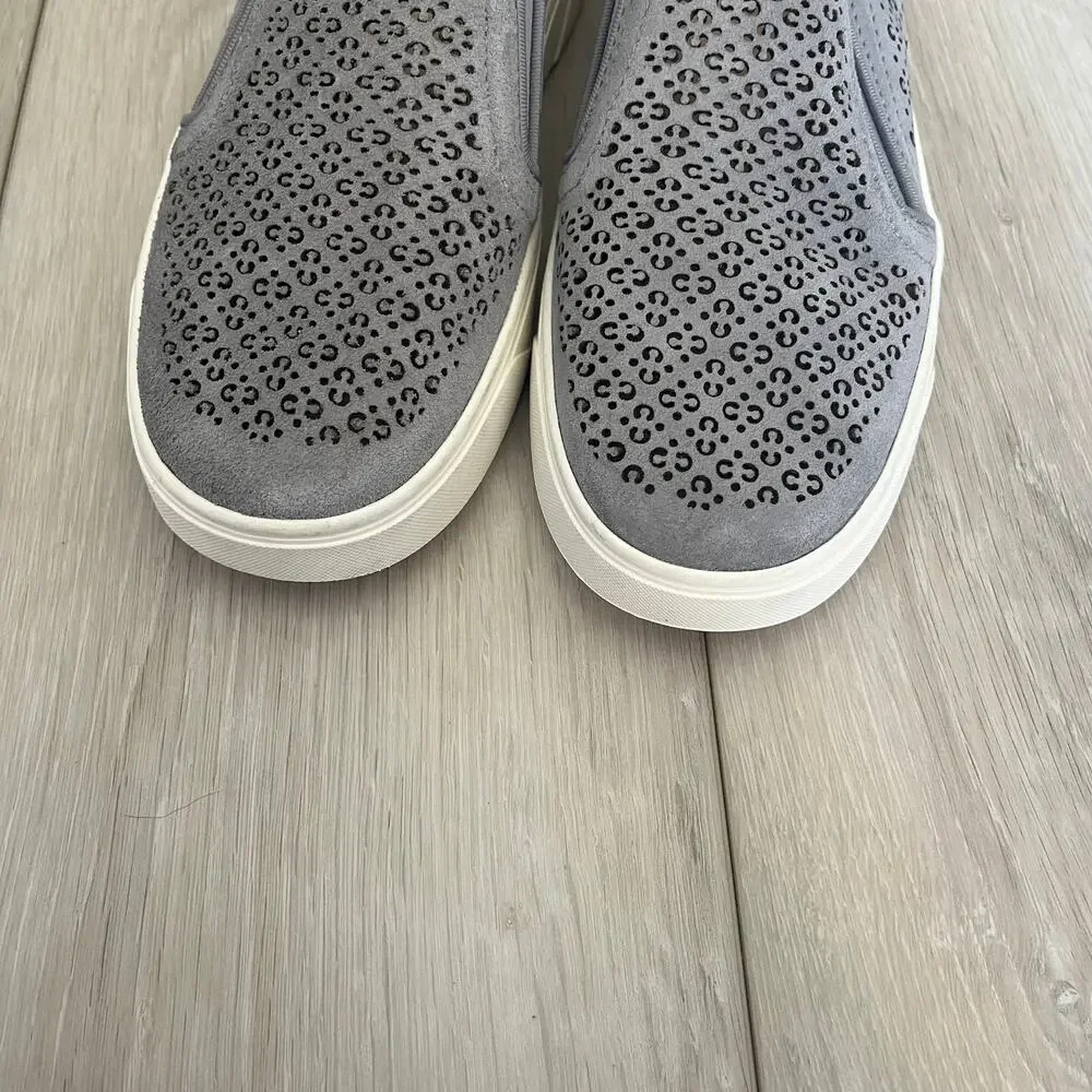 Vionic 'Kimmie' Women's 7.5 Perforated Slip On Sneaker Gray Suede Comfort Shoe